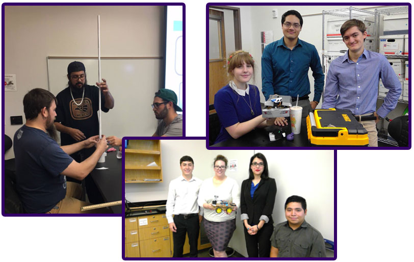 Photo collage of engineering students with projects