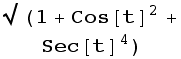 (1 + Cos[t]^2 + Sec[t]^4)^(1/2)