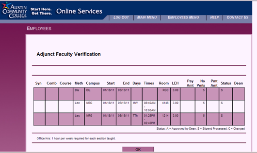 adjunct faculty verification