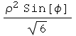 (ρ^2 Sin[ϕ])/6^(1/2)