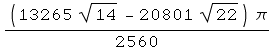 ((13265 14^(1/2) - 20801 22^(1/2)) π)/2560
