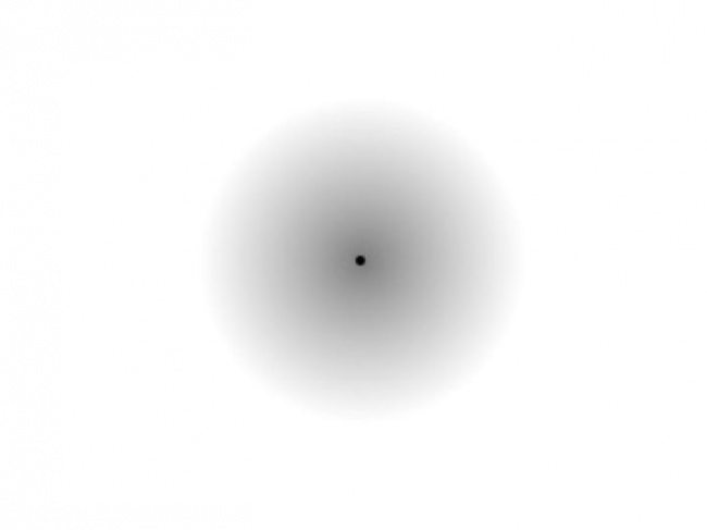 A black dot surrounded by a grey halo