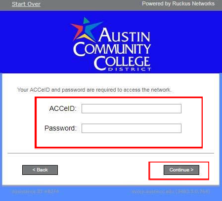 Input your ACCeid username and password, then click “Continue”. 
