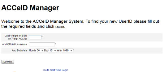 Screenshot of the ACCeID manager interface
