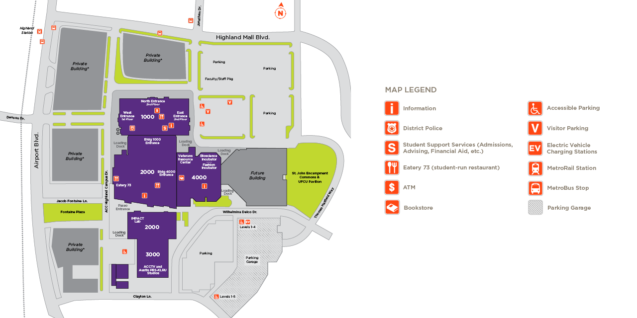 Highland Campus | Austin Community College District ACC Highland Campus map.