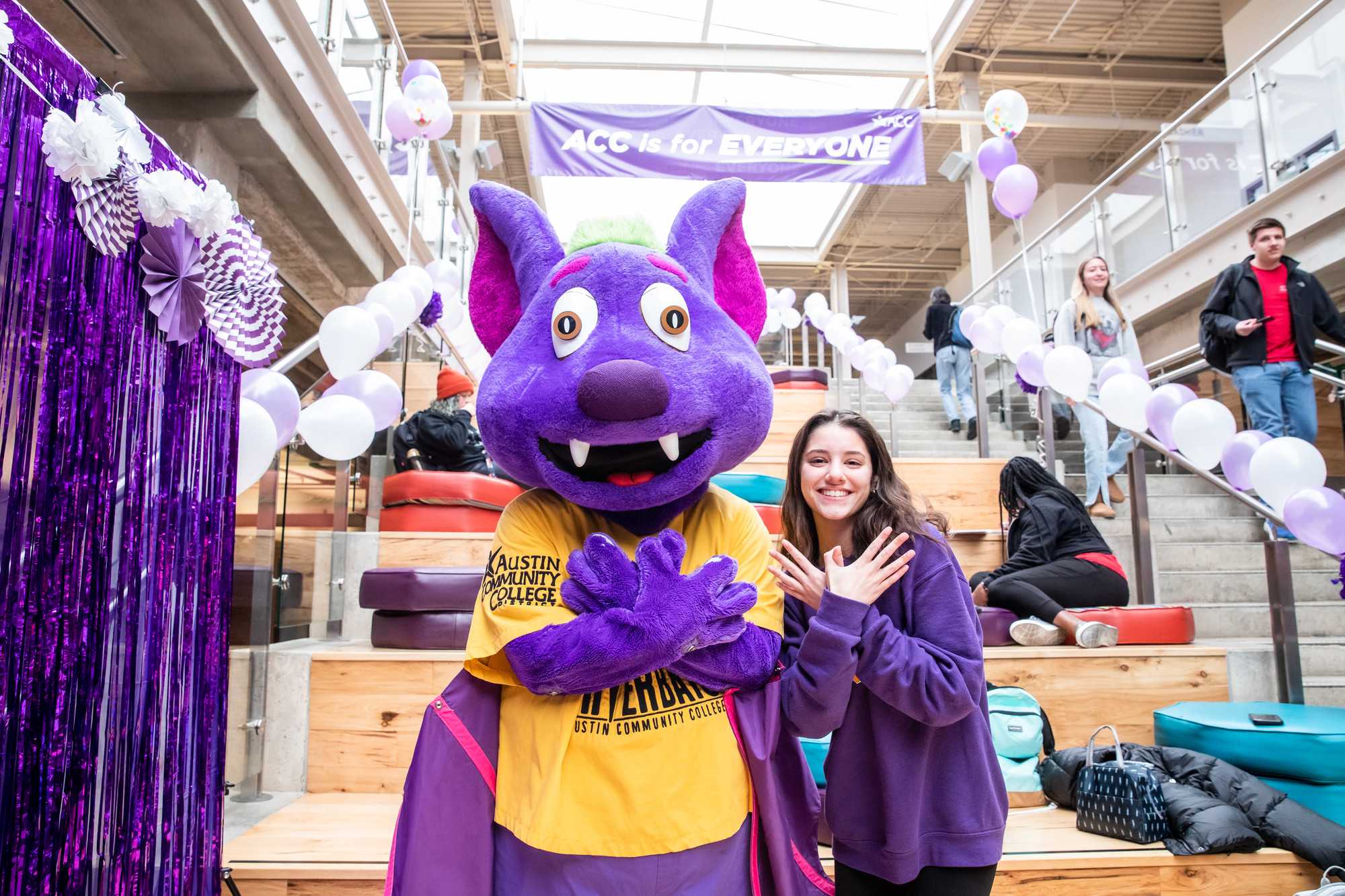 R.B. with a student at the HLC Social staircase